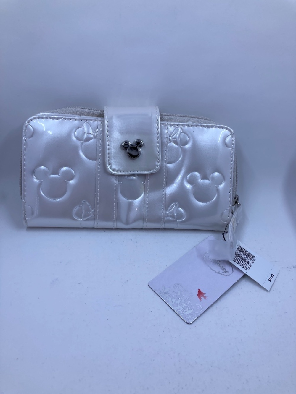 Disney Wallet White Pearlescent Loungefly Mickey and Minnie Icons NWT Some Marks